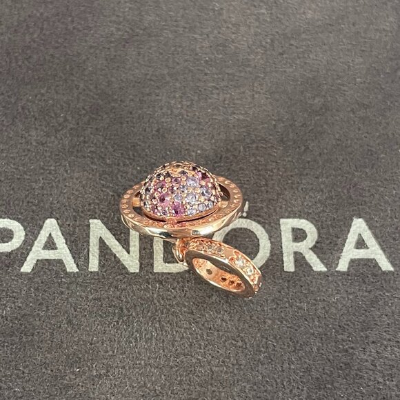 Pandora Planet Saturn Double Dangle Charm Exclusive Asia Charm - Picture 5 of 5